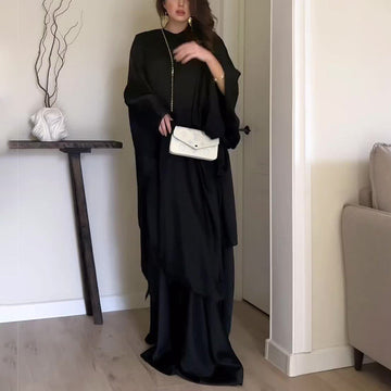 Women's Wish Round Collar Robe Loose Comfortable Fashion Bat Sleeve Temperament Long Dress